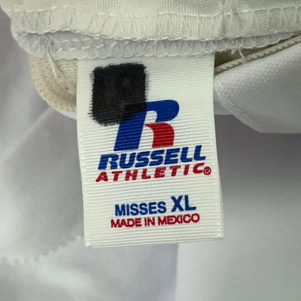 Russell Athletic Womens Softball Pants Extra Large ray White Black Snap‎ Button